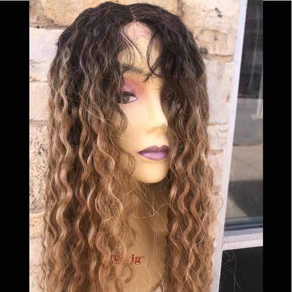 Pre-Plucked Baby hair Ombré Blonde Curly Lace Wig main image 6